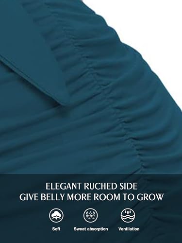 Glampunch Maternity Shirts Short & Long Sleeve Wrap Maternity Tops - color: 19-peacock Blue, size: Small