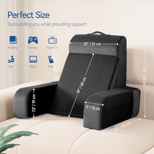 Kayfia Reading Pillow, Gel Memory Foam Back Rest Pillow, 21'', Black - color: Black, size: Large(21'')