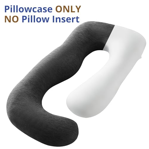 Sasttie Cooling Pregnancy Pillow Cover for 57-inch Maternity Pillow, Black - color: Black