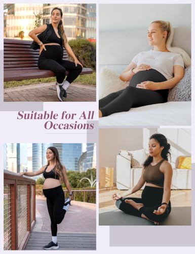 Siimcuzy 4 Pack Women’s Maternity Leggings with Pockets Over The Belly - color: 4 Black, size: X-Large