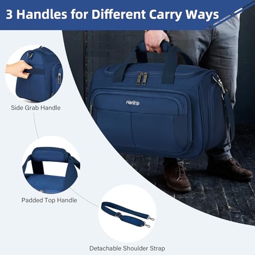 HanTrip 16 Inch Under Seat Carry On Duffle Bag for Airplanes, Blue - color: Blue, size: Carry-on 16.5-Inch