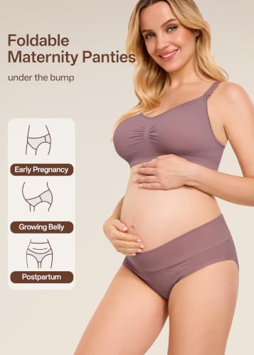 Angelhood Cotton Maternity Underwear for Women Foldable Pregnancy Panties - color: Multicoloured D, size: Small