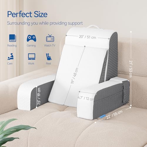Kayfia Reading Pillow, Gel Memory Foam Back Rest Pillow, 21'', White - color: White, size: Large(21'')