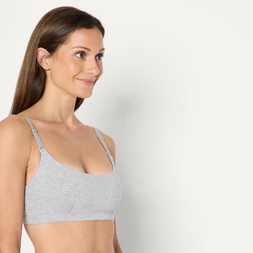 Amazon Essentials Women's Cotton Jersey Comfort Nursing Bra, Wirefree, Pack of 2 - color: Grey Heather / White, size: X-Small