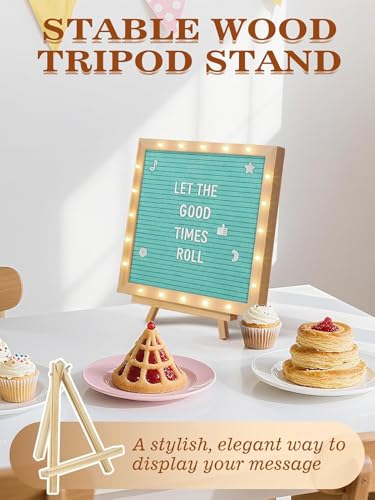 10"×10" Felt Letter Board with LED Lights & Stand, First Day of School Sign - color: Blue