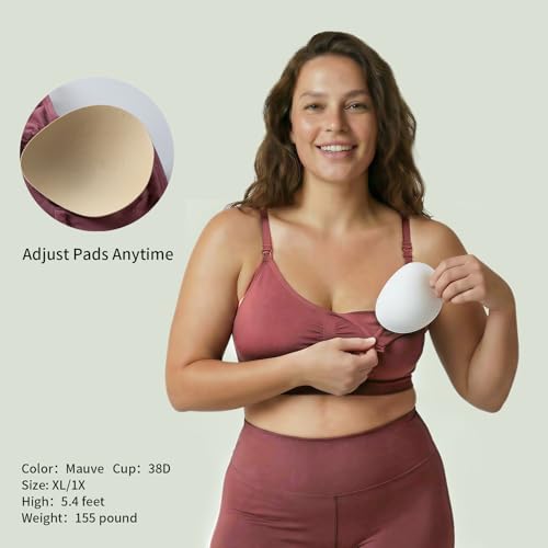 Under Control Nursing Bra 4-Pack - Wireless Maternity & Sleep Bra with Removable Pads - Comfortable Breastfeeding Bra (S-2XL) - color: Silver/Dark Mauve/White/Olive, size: Medium