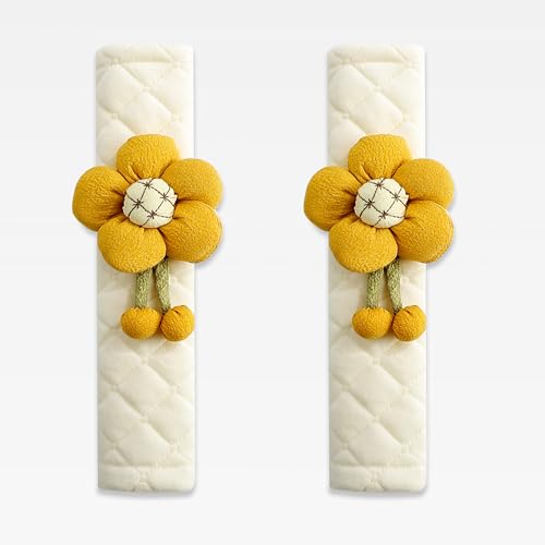 Amooca 2-Pack Braid Pattern Seat Belt Covers Shoulder Pads for Car & Bag - color: Orange Large Flower