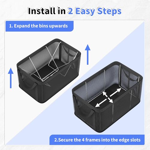 Freezer Organizer Bins, 4 Pack Large Mesh Deep Freezer Organizers, Black