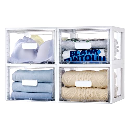 Vtopmart 4 Pack White Stackable Storage Drawers 15QT - color: white