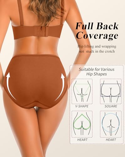 Annenmy High Waisted Womens Underwear Cotton Underwear Full Coverage Briefs Stretch Breathable Ladies Panties 5 Pack - color: Multicolorc, size: Medium
