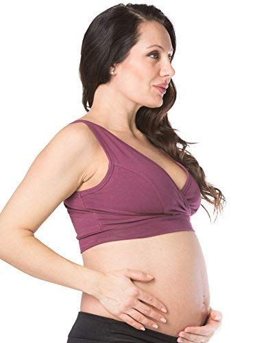 Fishers Finery Womens Wireless Maternity Nursing Bra; Nursing Pad Set Option - color: Wine, size: X-Small