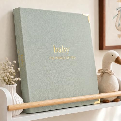 Keepsake Baby Memory Book for Boys and Girls - Timeless First 5 Year Book - color: Sage Green