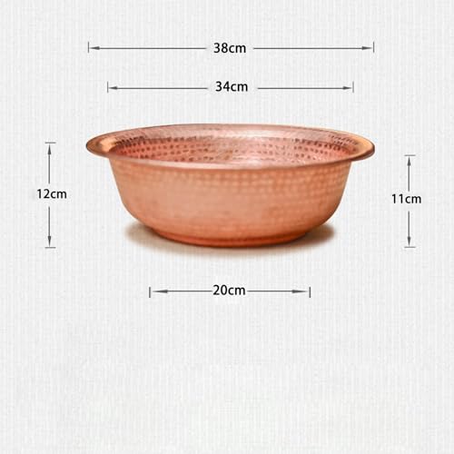Hand-Hammered Copper Foot Soak Basin - Portable Pedicure Bowl for Camping, Picnics, Versatile Fire Bowl and Incinerator, 40cm Diameter