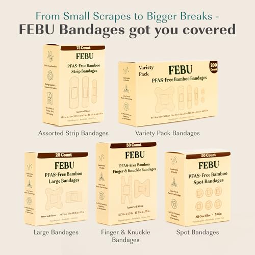 FEBU PFAS Free Large Bamboo Bandages, 20 Count - style: Large / XL Patch (20 Count)