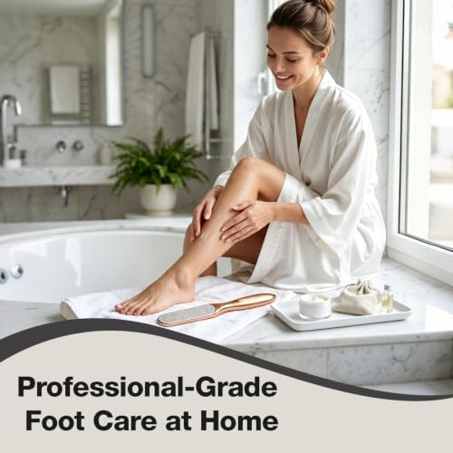 Double-Sided Nickel Foot File, Callus Remover Pedicure Exfoliator (Gold) - color: Gold