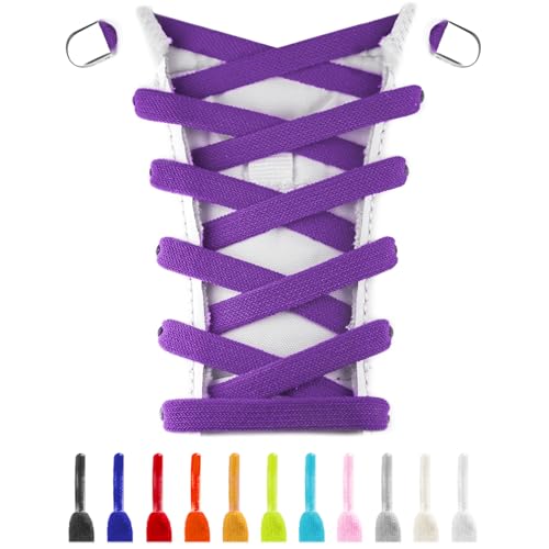 UamGlsob Elastic Flat No Tie Shoe Laces for Kids and Adults Sneakers - color: Purple-1