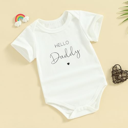 Pregnancy Announcement Baby Bodysuit Gender Neutral Romper - color: Hello Daddy-white, size: Newborn