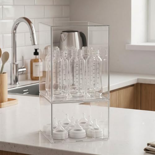 Baby Bottle Organizer Stackable, 2 Pack, 7.7'' & 4.2'' Tall - size: 1Tall+1Small