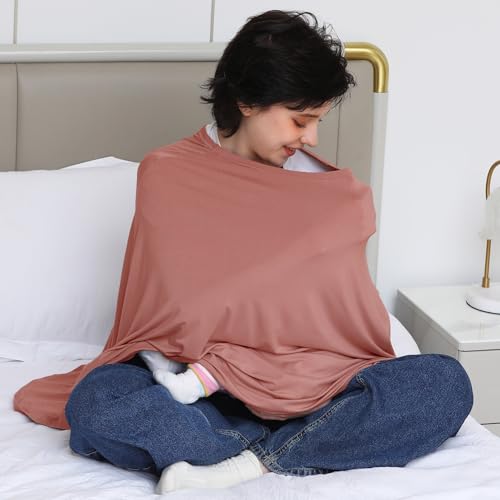 Seejoy Multi-use Nursing Cover for Breastfeeding, 360°Full Coverage Nursing Poncho, Rayon Soft & Breathable Breastfeeding Cover up (Smooth Rayon, Blush) - color: Blush
