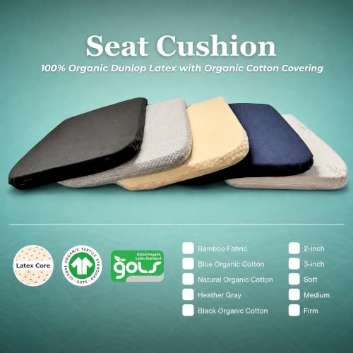 Organic Latex Seat Cushion 2" Soft, Black Cover, 1-Pk - color: Black Cotton Cover, size: 2" Soft