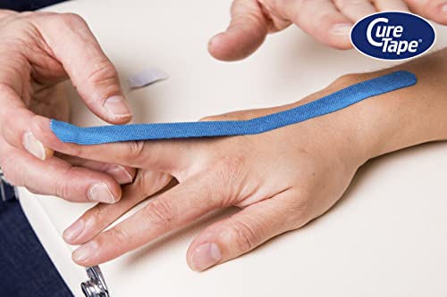 CureTape Kinesiology Tape 0.4in 5 Rolls, Waterproof, Latex-Free, Blue - color: Blue