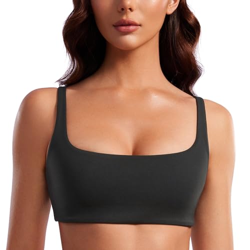 CRZ YOGA Butterluxe Square Neck Sports Bras - color: Black, size: X-Large