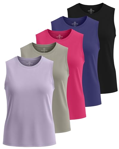 5 Pack Women's Dry Fit Tank Tops Muscle Sleeveless Workout Athletic Gym - color: Set 1, size: X-Large