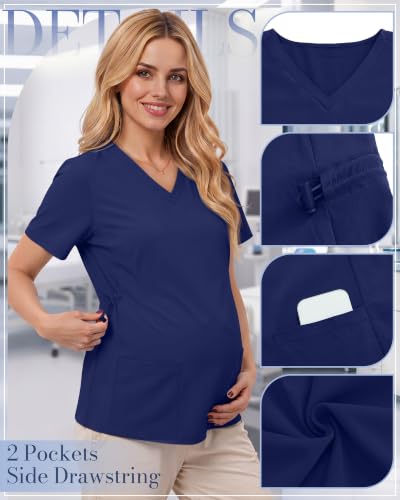 Neer Women's Maternity Scrub Top - color: Navy Blue, size: Medium
