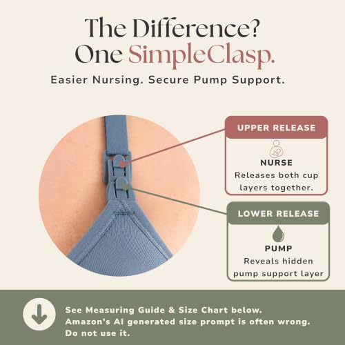 Simple Wishes Pumping Bra Hands Free, Nursing Bra for Breastfeeding - color: Maine Blue, size: Large