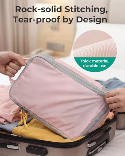 BAGSMART Compression Packing Cubes for Travel Essentials - color: Chocolate-6 PCS, size: Set of 6