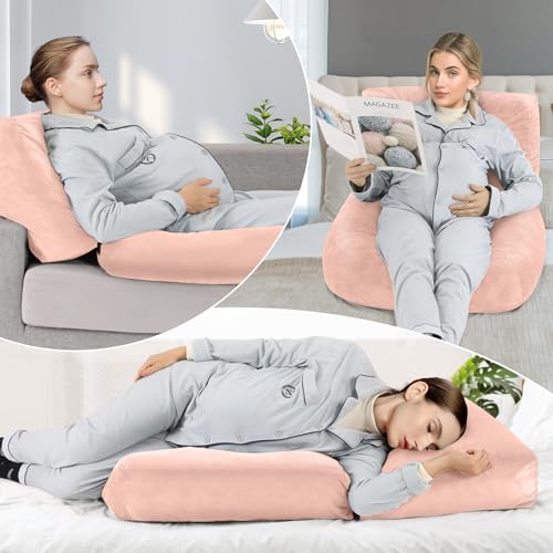 Pregnancy Belly Pillow for Sleeping, Full Body Pregnancy Massage Pillow - color: Pink