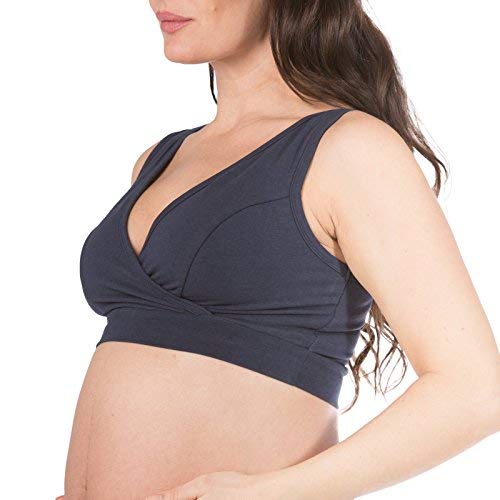 Fishers Finery Womens Wireless Maternity Nursing Bra; Nursing Pad Set Option - color: Navy, size: X-Small