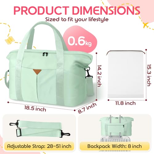 Duffle Bag for Travel with Trolley Sleeve, Gym Bag, Green - color: Green