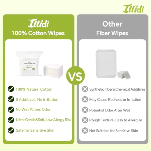 ILLIDI Premium Extra Large Cotton Pads 180 Count, Soft Face Pads - size: 180 Count (3.5''*4.3'')