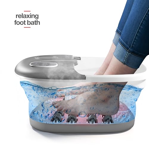 Medical king Foot Spa with Heat and Massage and Jets Includes A Remote Control A Pumice Stone Collapsible Foot Spa Massager with Heat and Massage Bubbles and Vibration - color: Grey