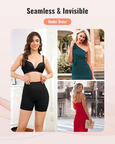 Tummy Control Shapewear Shorts Anti-Chafing Body Shaper - color: 2 Pack Black+black, size: Medium