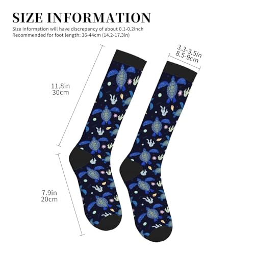 Crazy Fun Compression Socks, Unisex Knee High Support Socks - color: Turtle