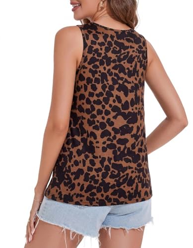 FASHGL Nursing Tank Tops Women Sleeveless Double Breastfeeding Shirts - color: Leopard Print, size: Medium