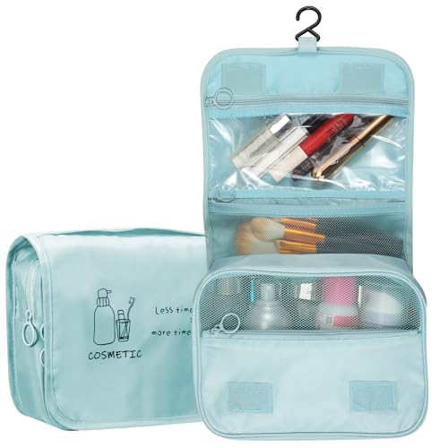 FINPAC Toiletry Bag, Large Capacity Hanging Makeup Bag - color: Blue