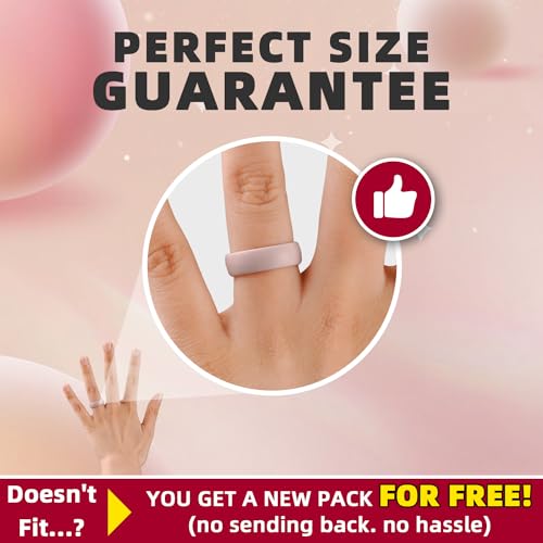 Egnaro Women's Silicone Engagement Rings, 5.5mm Wide 2mm Thick - color: A13-White Silver Glitter