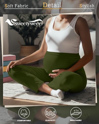 3 Pack Women's Maternity Pants, 3-Color, Large