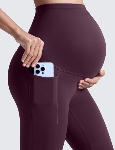 CRZ YOGA Maternity Leggings Pockets 25" - color: Deep Purple, size: X-Small