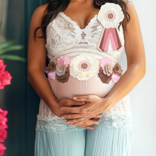 Chicingyou Mom to Be Sash Cielito Lindo Pink Belly Band Corsage Pins - color: Pink