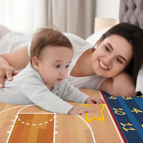 Vintage Brown Basketball Court Baby Monthly Milestone Blanket
