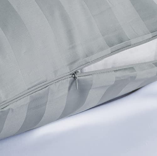100% Egyptian Cotton King Size Pillow Protectors with Zipper Set of 4 - color: Striped Gray, size: King 4pack