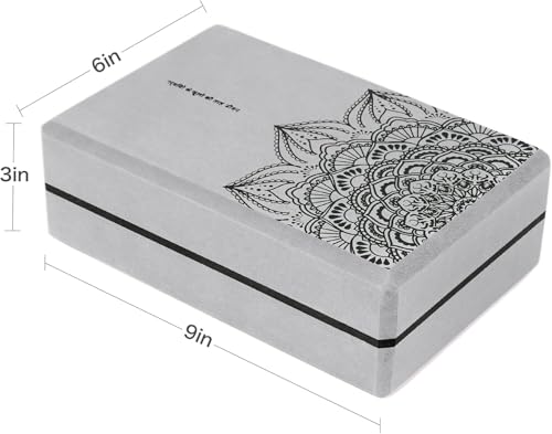 nuveti Non-Slip & High Density Yoga Block set of 2 for Pilates 9"x6"x3" - color: Grey