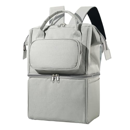 Insulated Bottle Cooler Bag, Holds 6×9oz, 18L Large 2-n-1 Backpack Lunch Bag for Nursing, Work, Daycare (Gray) - color: Gray
