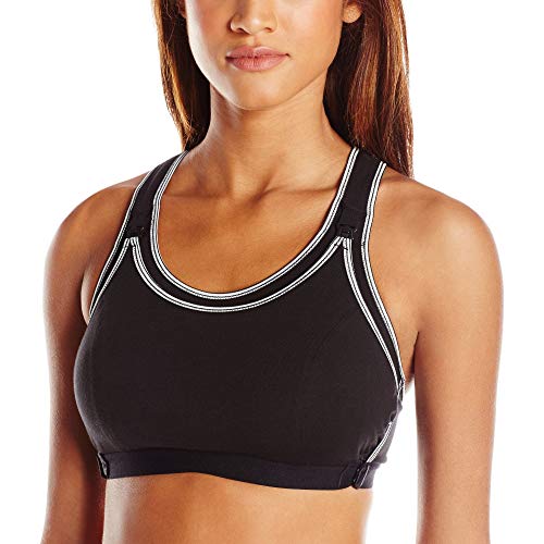 Leading Lady, The Sophie, Wireless Nursing Sports Bra, Low-Impact, Mesh Racerback, One Hand Nursing Clasps, Adjustable Sides - color: Black, size: Medium