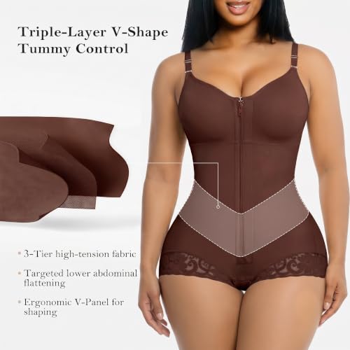 YIANNA Fajas Colombianas Moldeadoras Postpartum Shapewear Tummy Control - color: Brown, size: Small