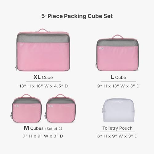 Traveler's Choice Cloverland Packing Cubes, 5-Piece Set, Pink - color: Pink